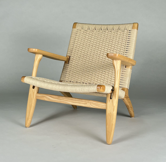 Natural ash frame with natural woven seat and back