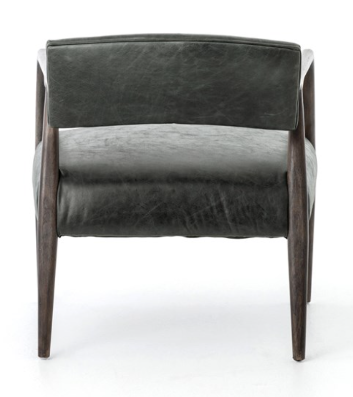 Ebony chaps top grain leather chair with smoky birch frame