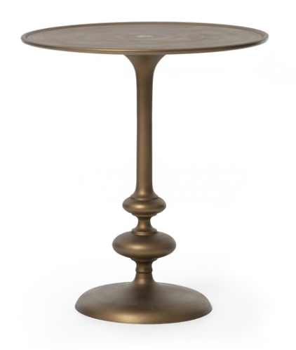 Matte brass over aluminum pedestal side table
