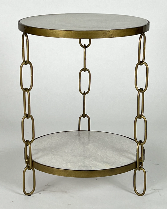 Marble and brass chain link side table