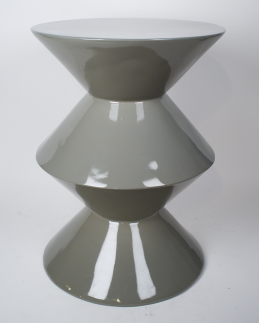 Gray side table, stacked cones shaped