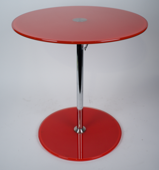 Round orange glass adjustable height side table
