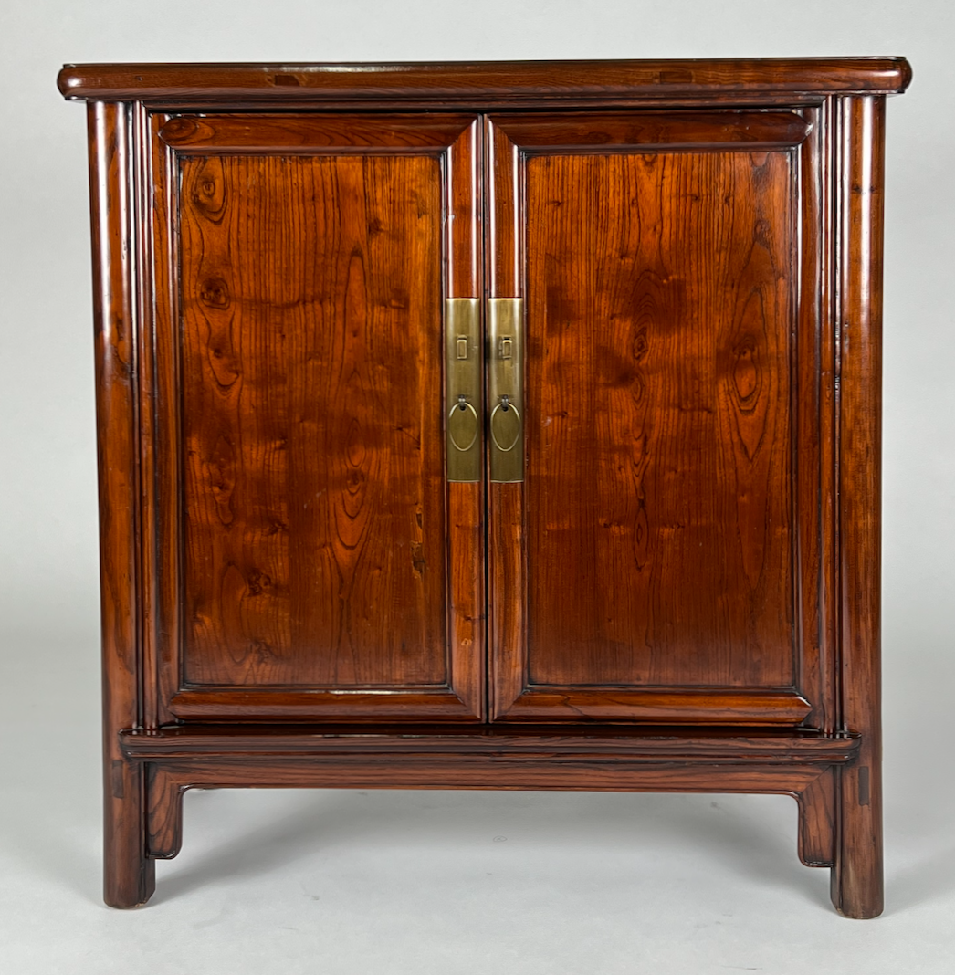 Bejing style chest, polished wood, antique brass hardware