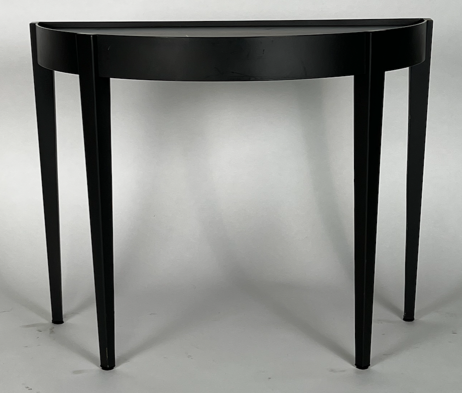 Elegant black metal demi lune console table