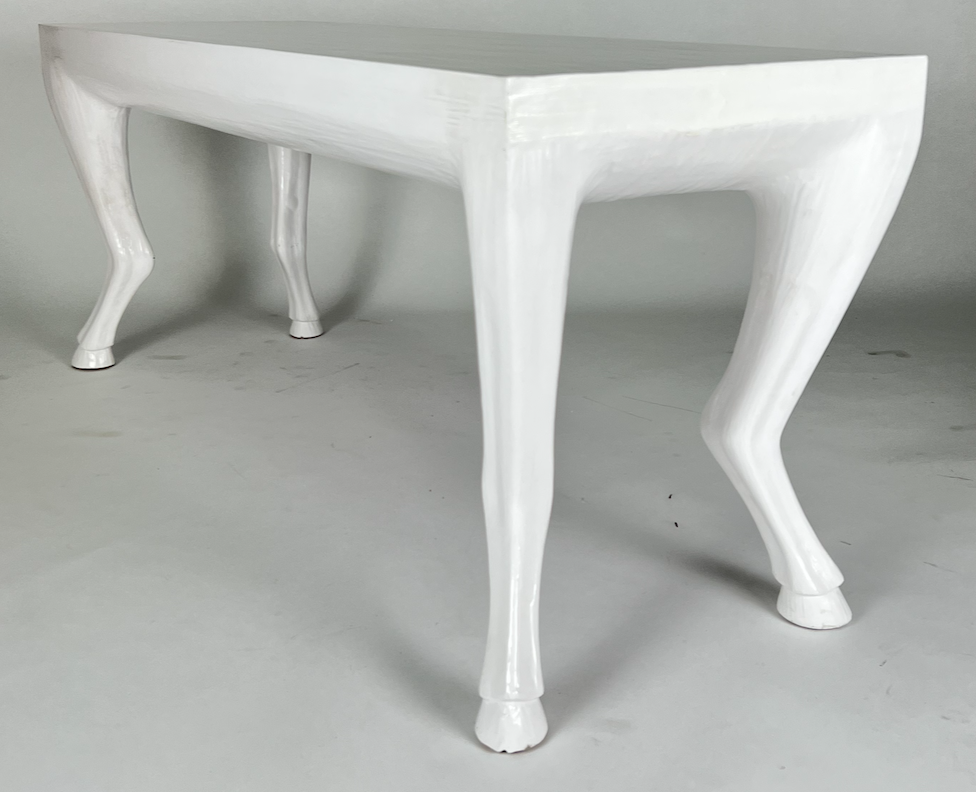 White cast resin console table, desk or library table