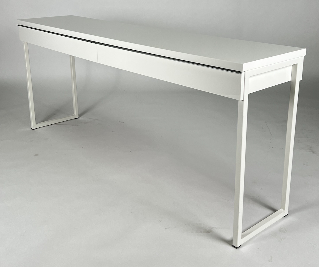 Narrow white long desk
