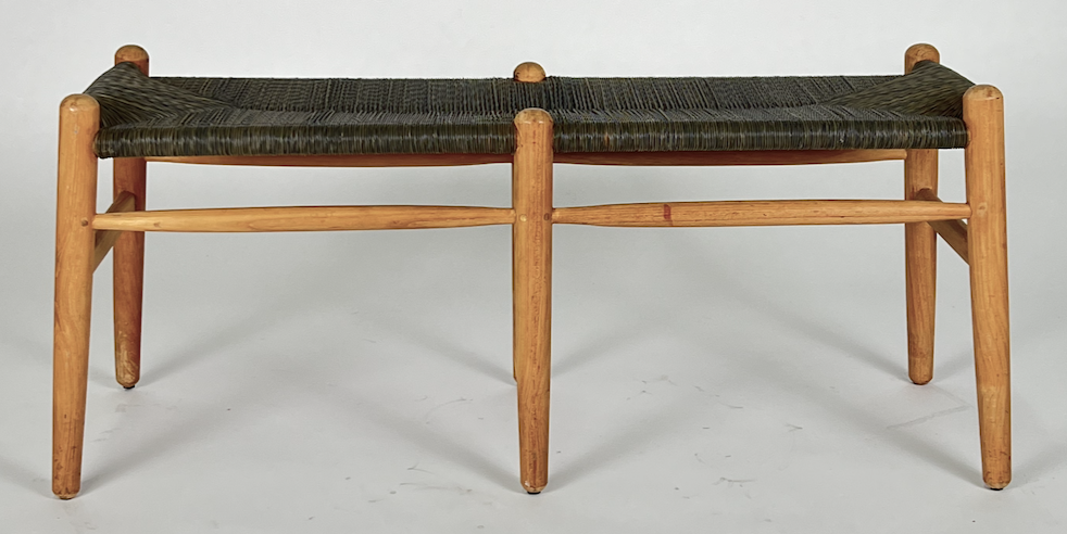 Charcoal resin string seat with wood frame bench