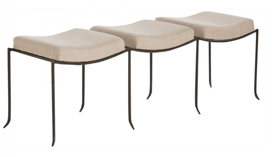 Mosquito bench, natural linen, natural iron legs