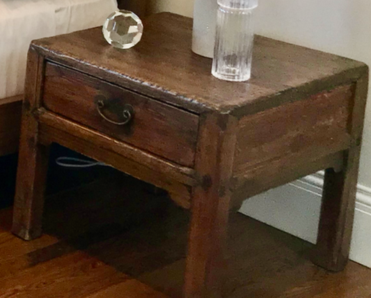 Vintage rustic brown wood side table