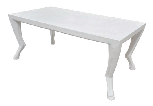 White cast resin console table, desk or library table
