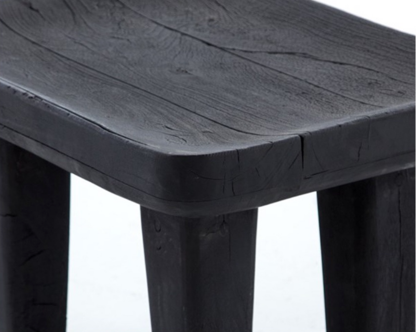 Black Shou Sugi Ban stool, ottoman or accent table