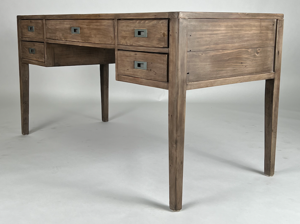 5 drawer desk with matte silver hardware