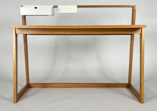 Maple desk with 2 removable white containers