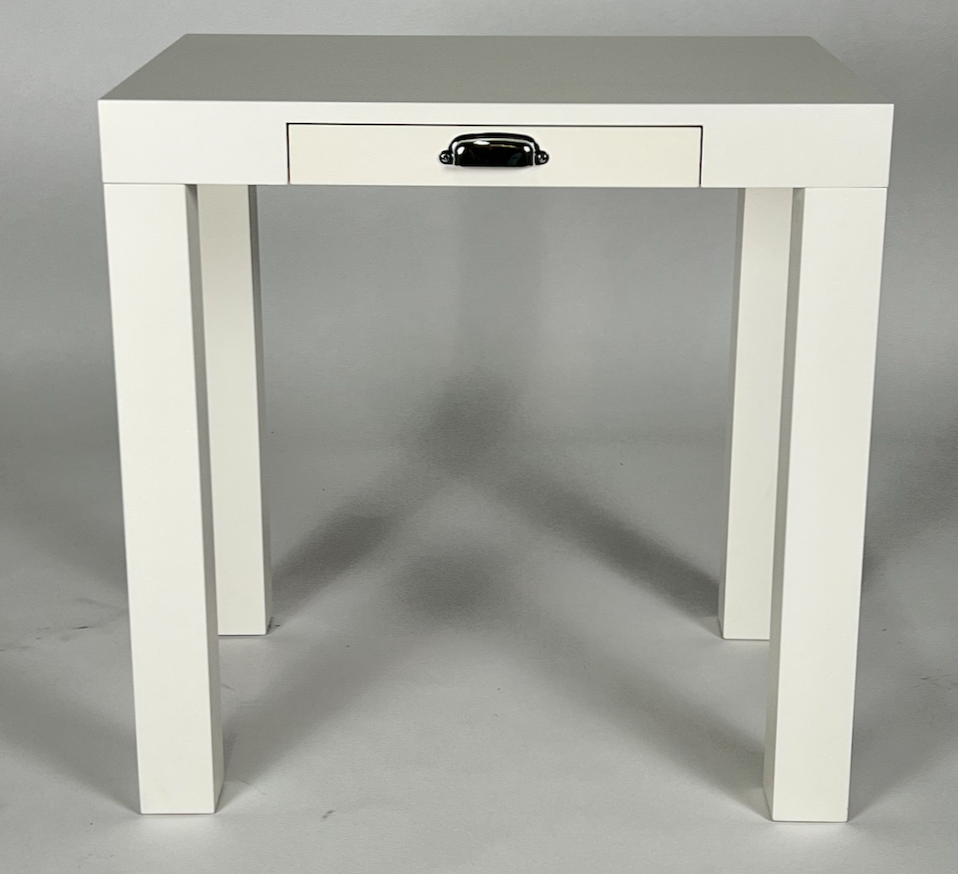 Small gloss white parsons desk
