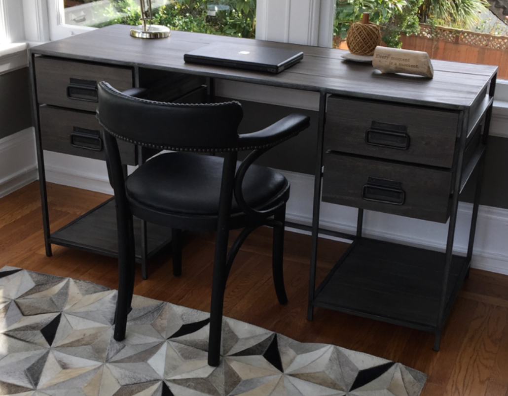 Charcoal washed wood and metal desk