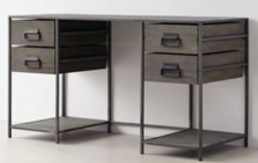 Charcoal washed wood and metal desk