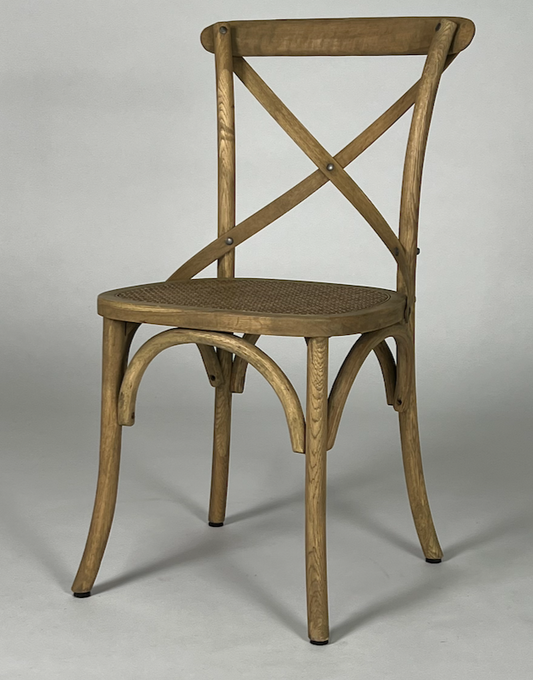 Wood X-back chairs with cane seat