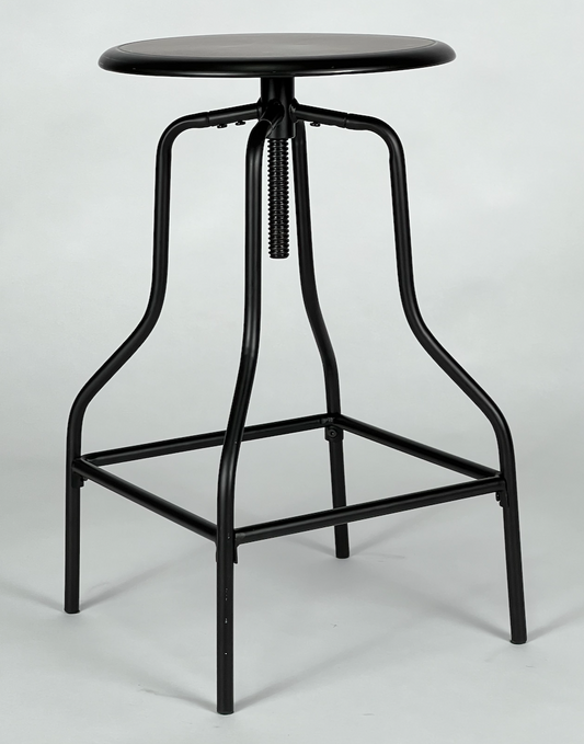 Black metal adjustable counter or bar stool