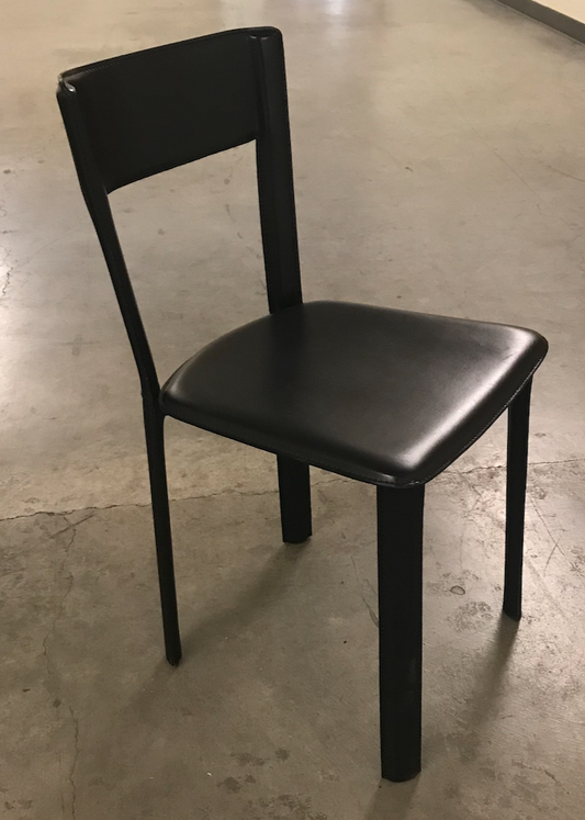 Black leather wrapped dining chair