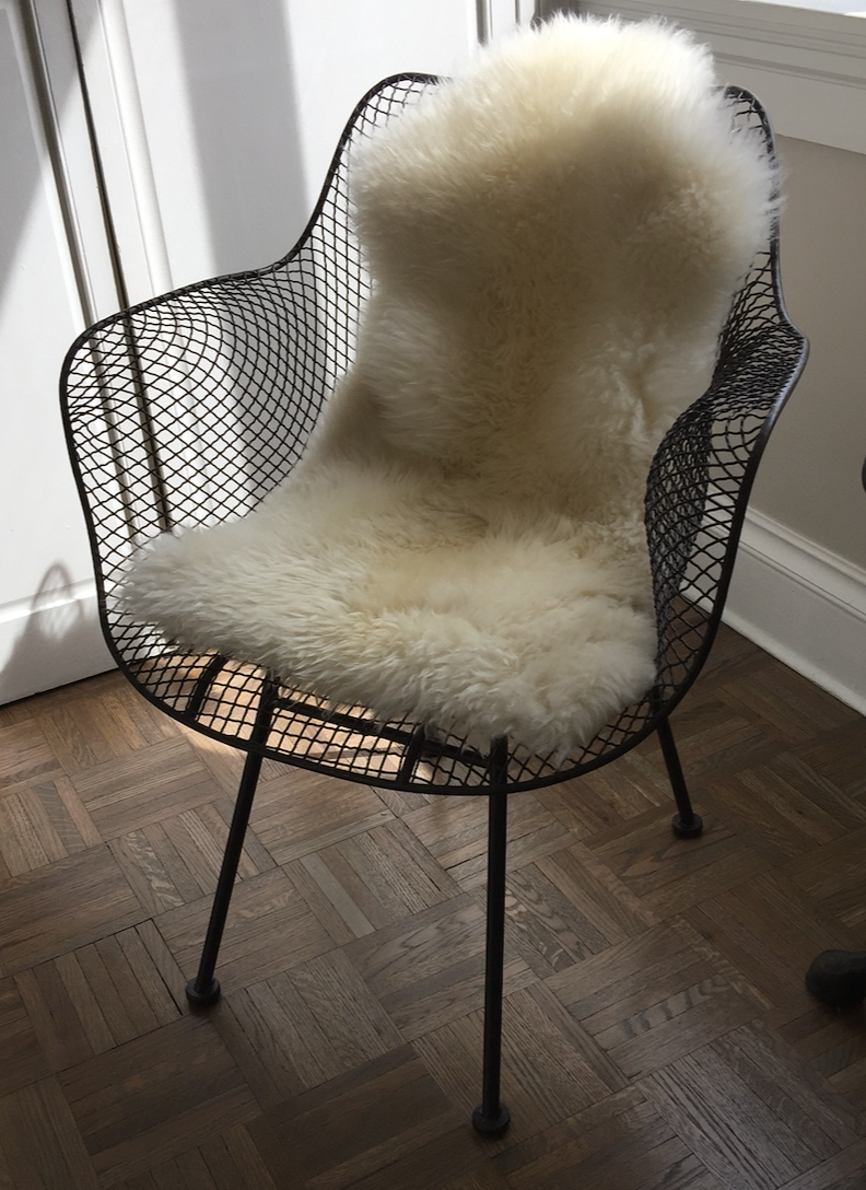 Black wire mesh molded chair