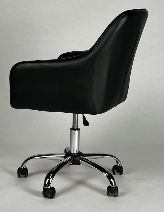 Black leather rolling desk chair