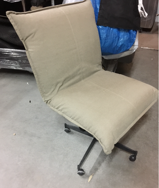 Khaki upholstered rolling desk chair