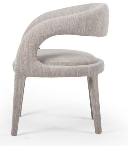 Pale gray upholstered round back dining chair