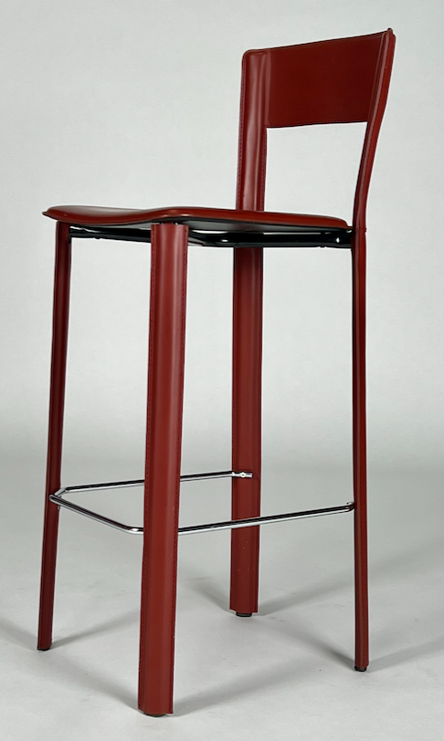 Brick leather bar stool with back