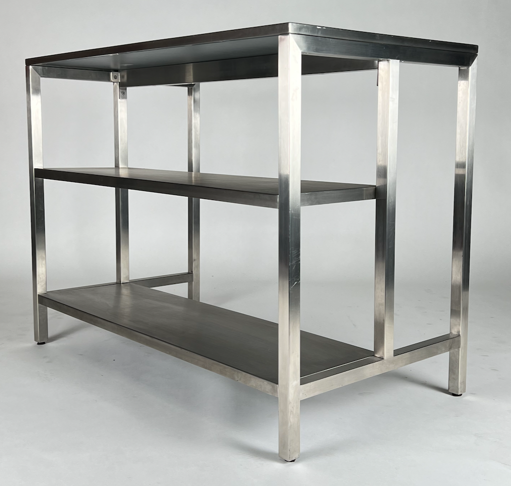 Stainless steel kitchen island, accommodates 2 bar stools