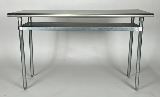 Stainless steel prep table or kitchen island with moveable shelf