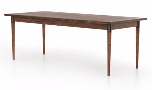 Warm brown wood rectangular extendable dining table