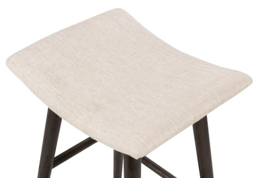 Counter stool, black legs, cream fabric seat
