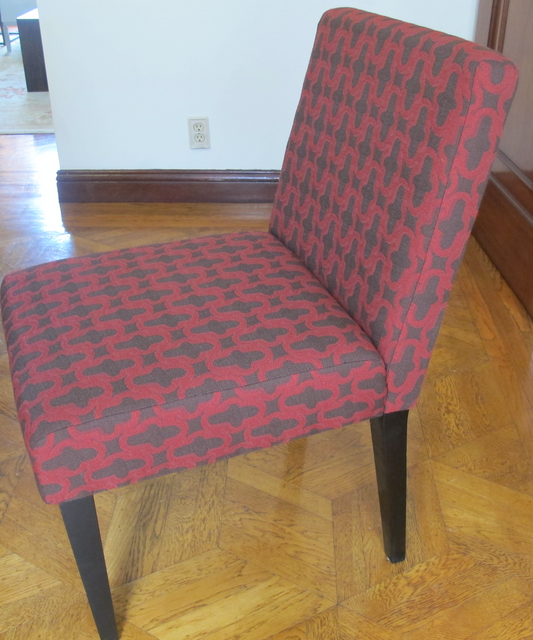Charcoal and red patterned chair