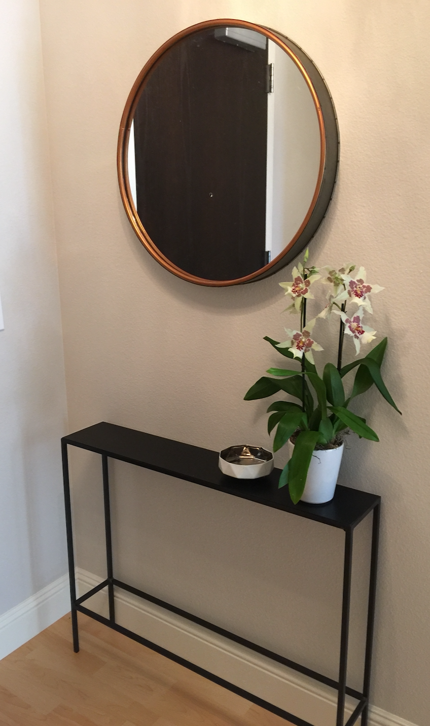 Black metal console table