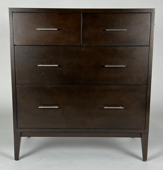 Brown wood dresser with tapered legs