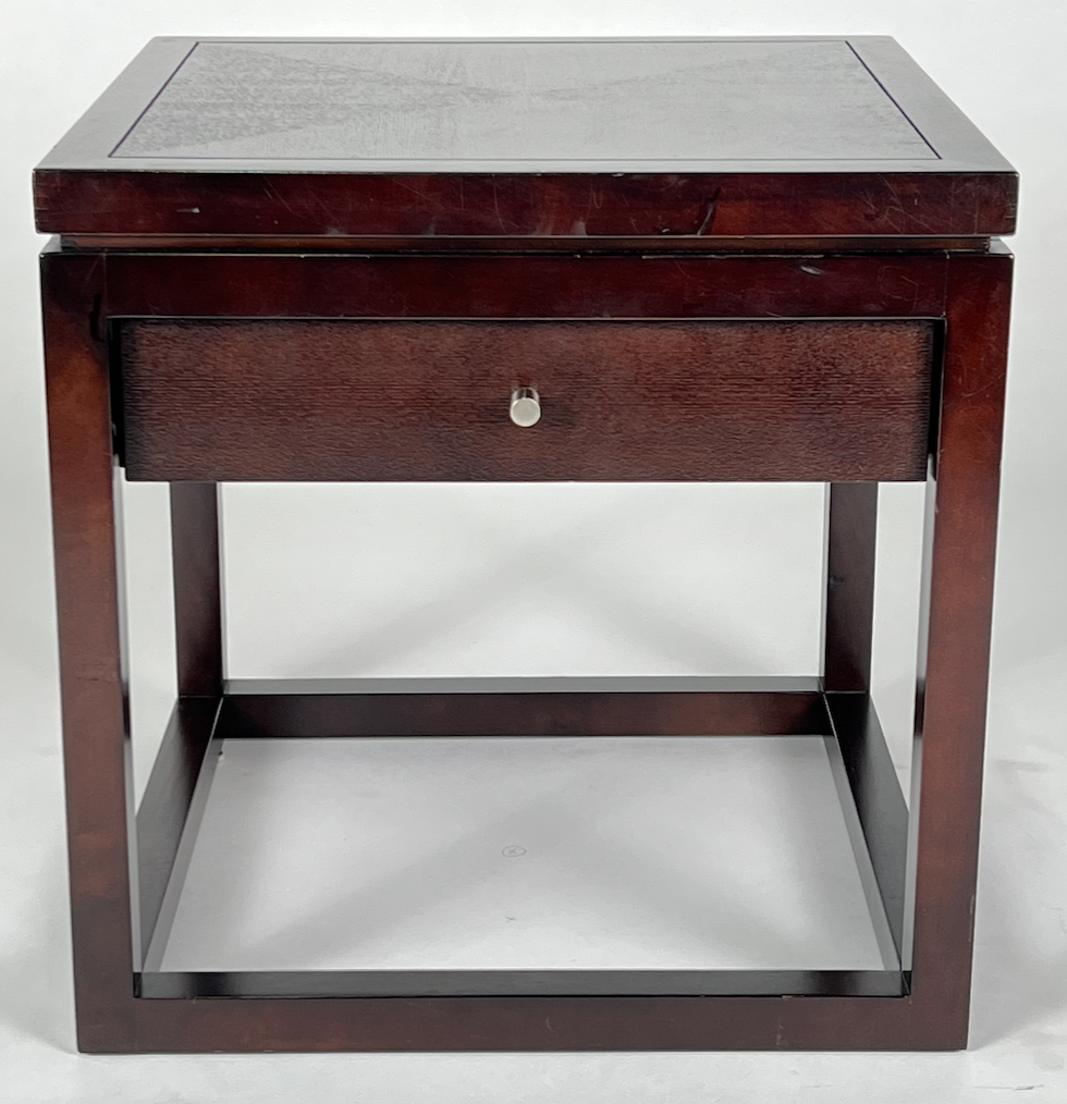 Dark brown night stand with one drawer