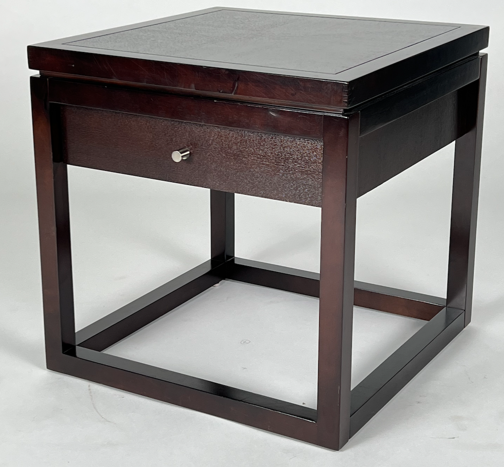 Dark brown night stand with one drawer