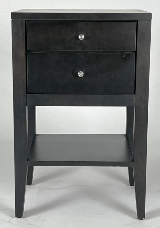 Black wood night stand with 2 drawers