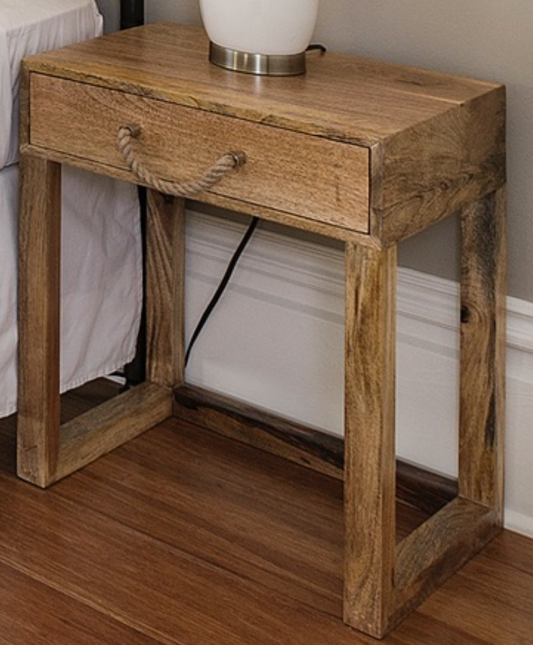 Small wood night stand with rope handle