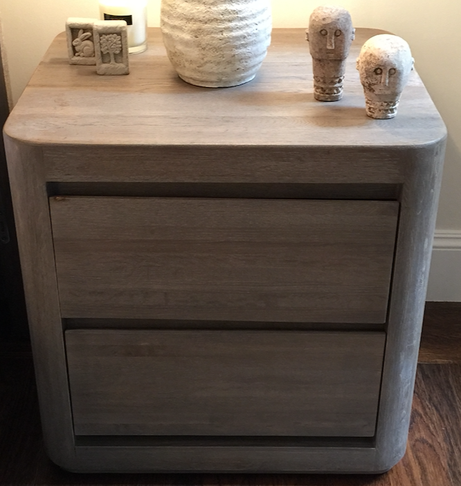 Nude night stand with rounded corners
