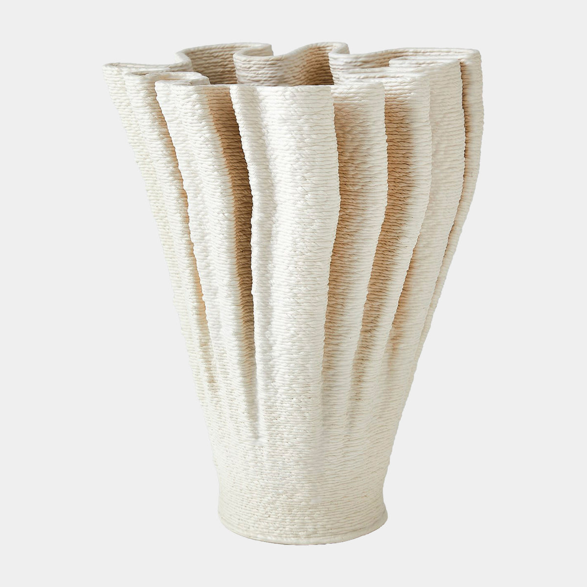 Kumiko Ripple Printed Vase-Matte White-Tall