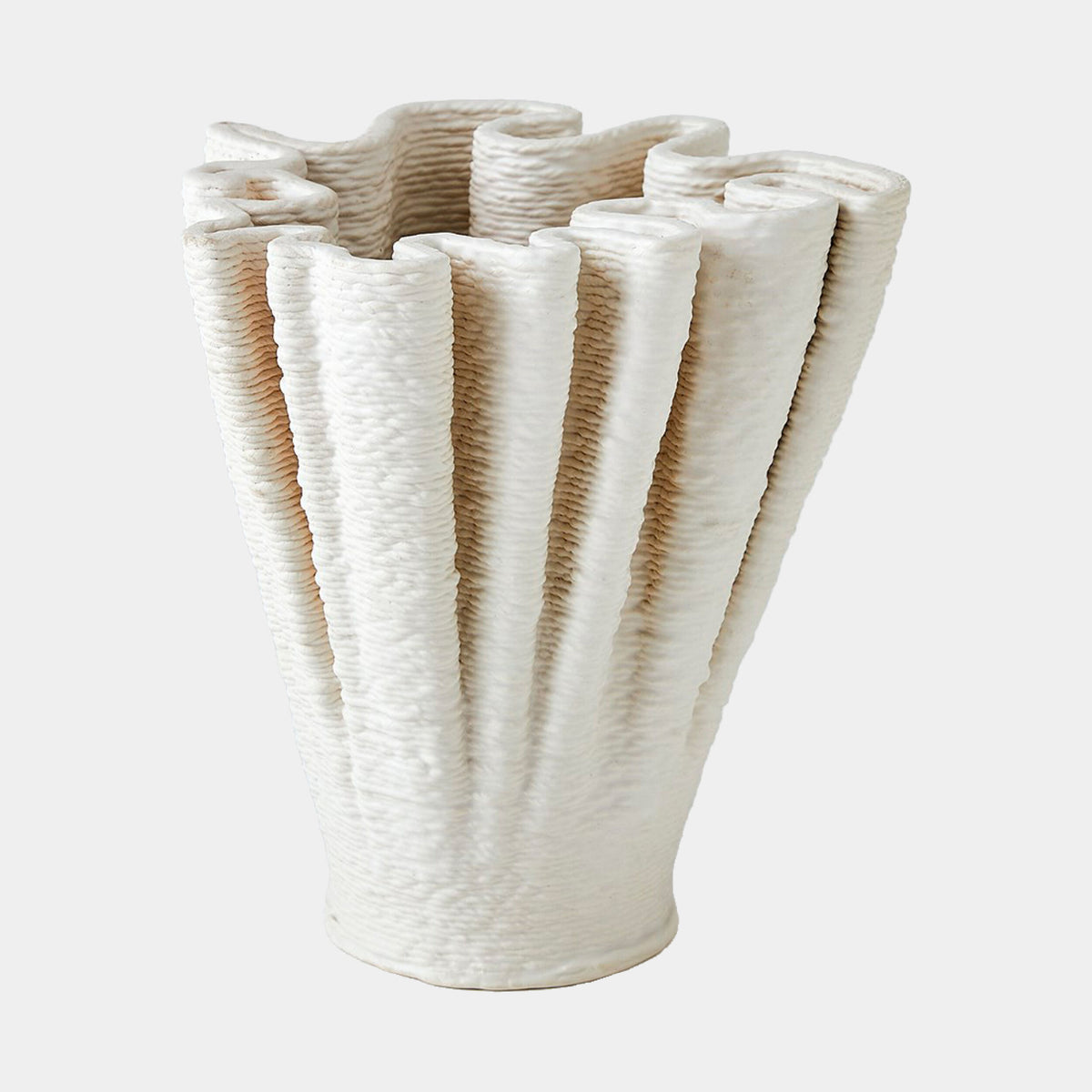Kumiko Ripple Printed Vase-Matte White-Short