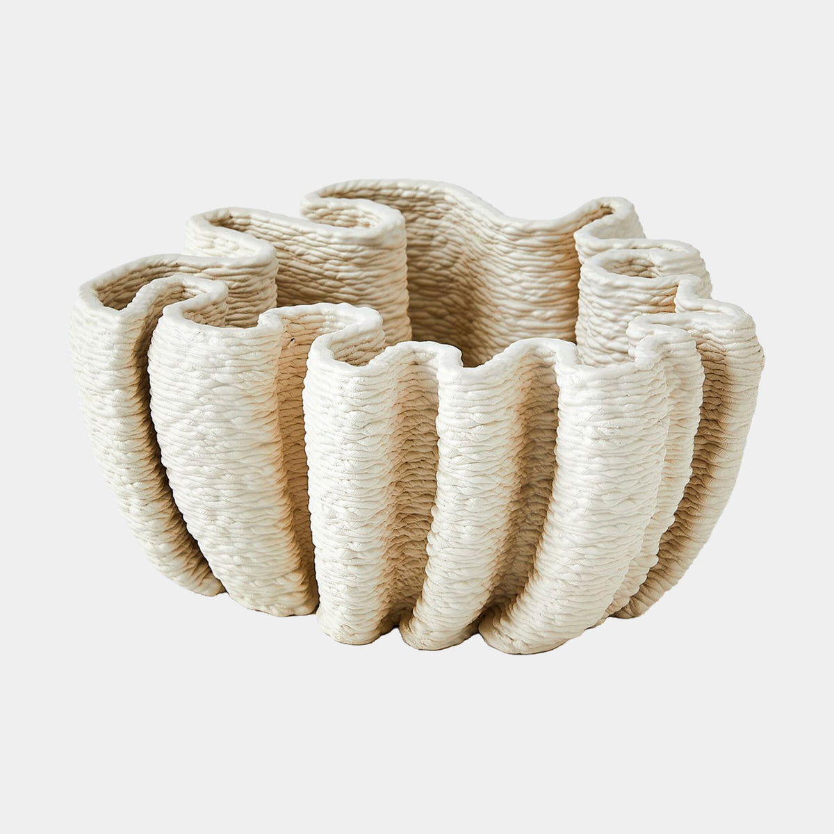 Kumiko Ripple Printed Bowl-Matte White