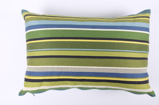 Striped lumbar in cotton, blues and greens, striped