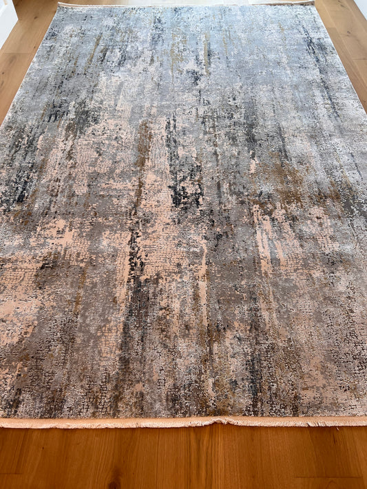 6'6" x 9'6" Blue, gray, taupe