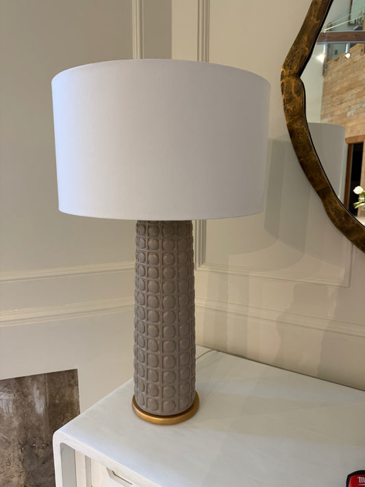 Taupe ceramic lamp with continuous dots