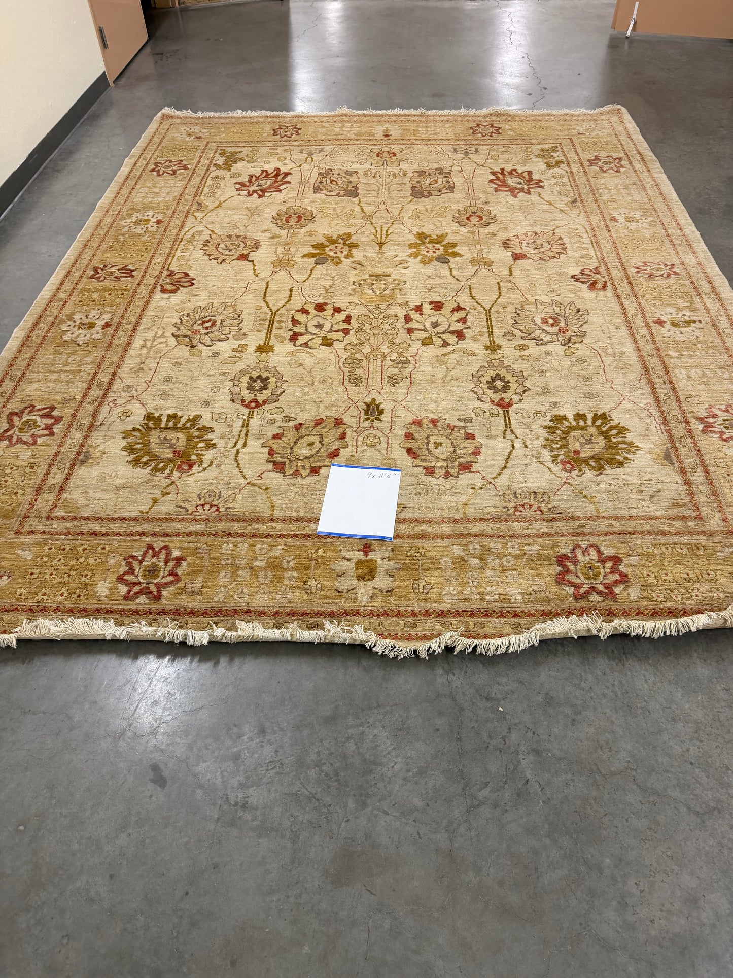 9 x 11'6" Persian in gold, tan and brick red