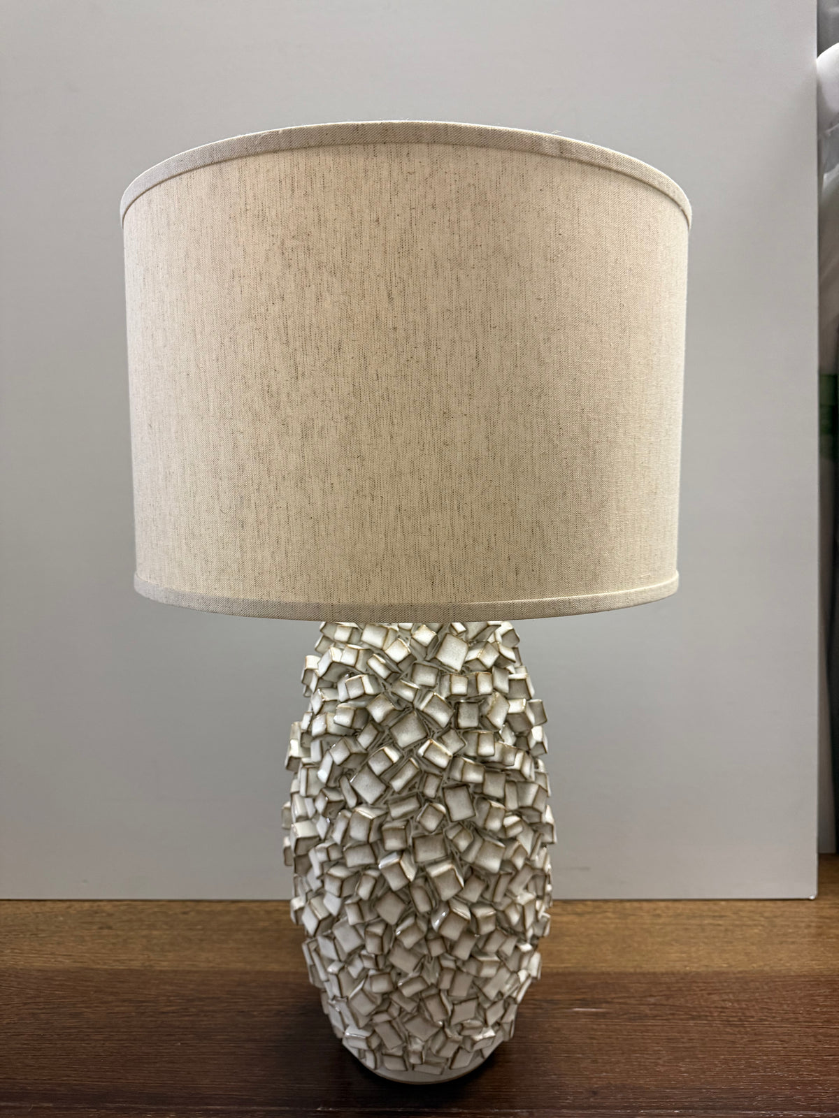 Sugar cube ivory lamp, 29"h x 18" diameter