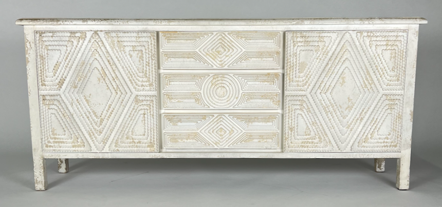 White tramp art inspired dresser