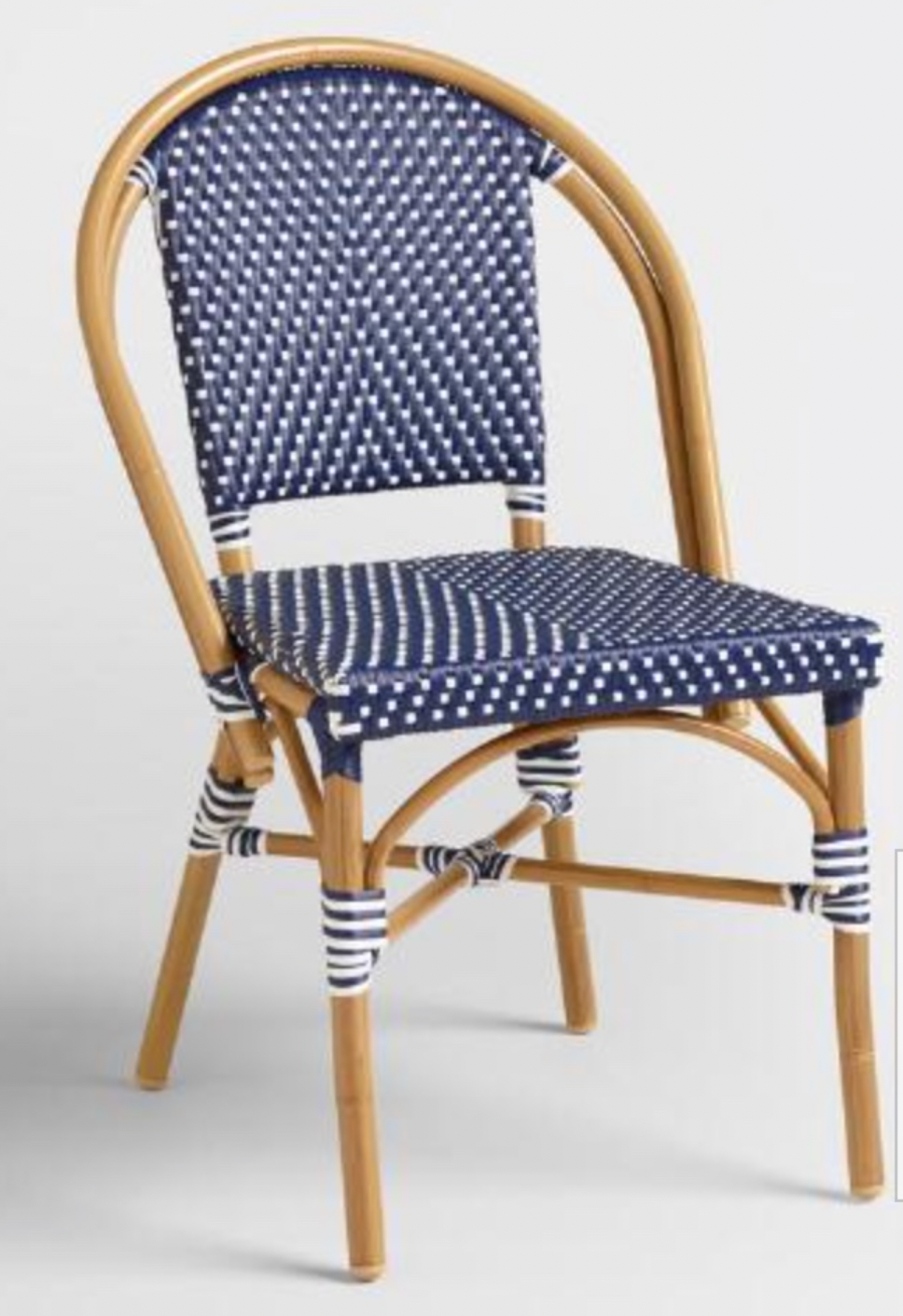 Blue and white outdoor Parisian dining chair